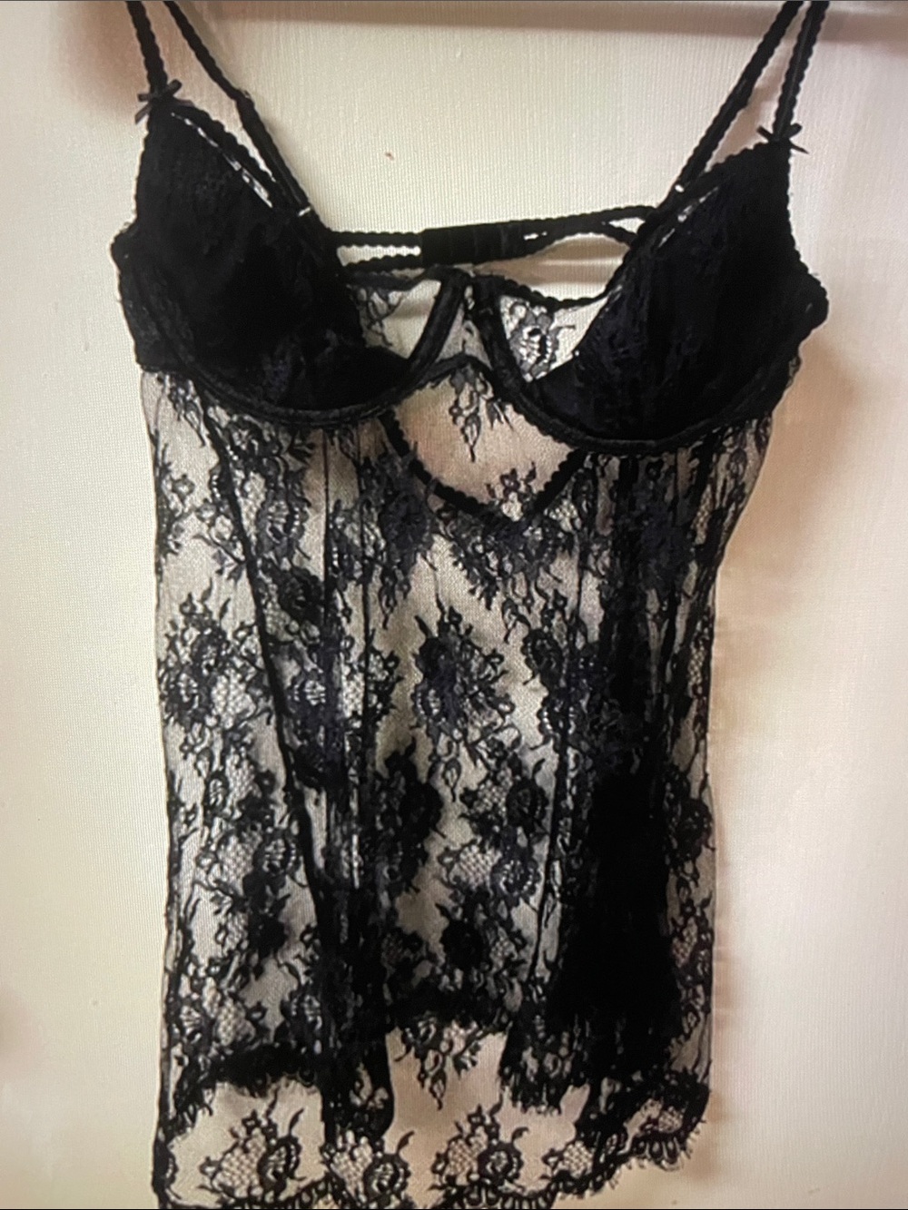 Victorias Secret Black Lace Sheer Chemise - Women Intimates